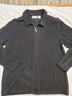 Chico's Travelers Size 3 XL Black Full Zip Jacket Acetate Spandex Travel Wrinkle